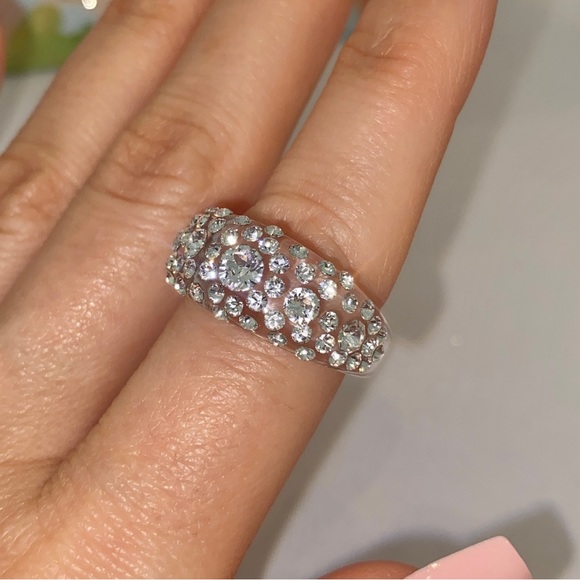 Acrylic Crystal Ring Embellished With Genuine“Crystal Stone Elements, New! - Picture 3 of 11